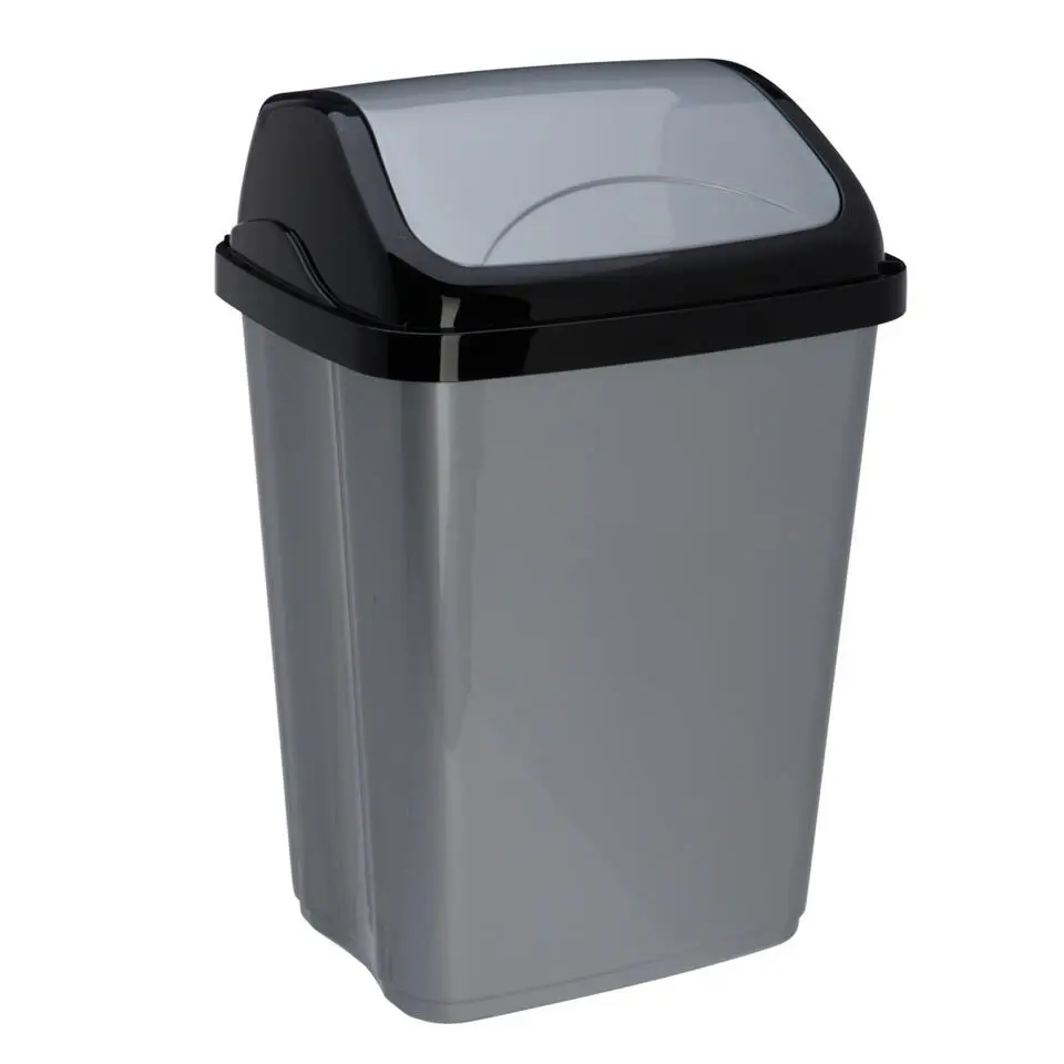Storage Solutions Afvalemmer - 10L - grijs/zwart - klep deksel
