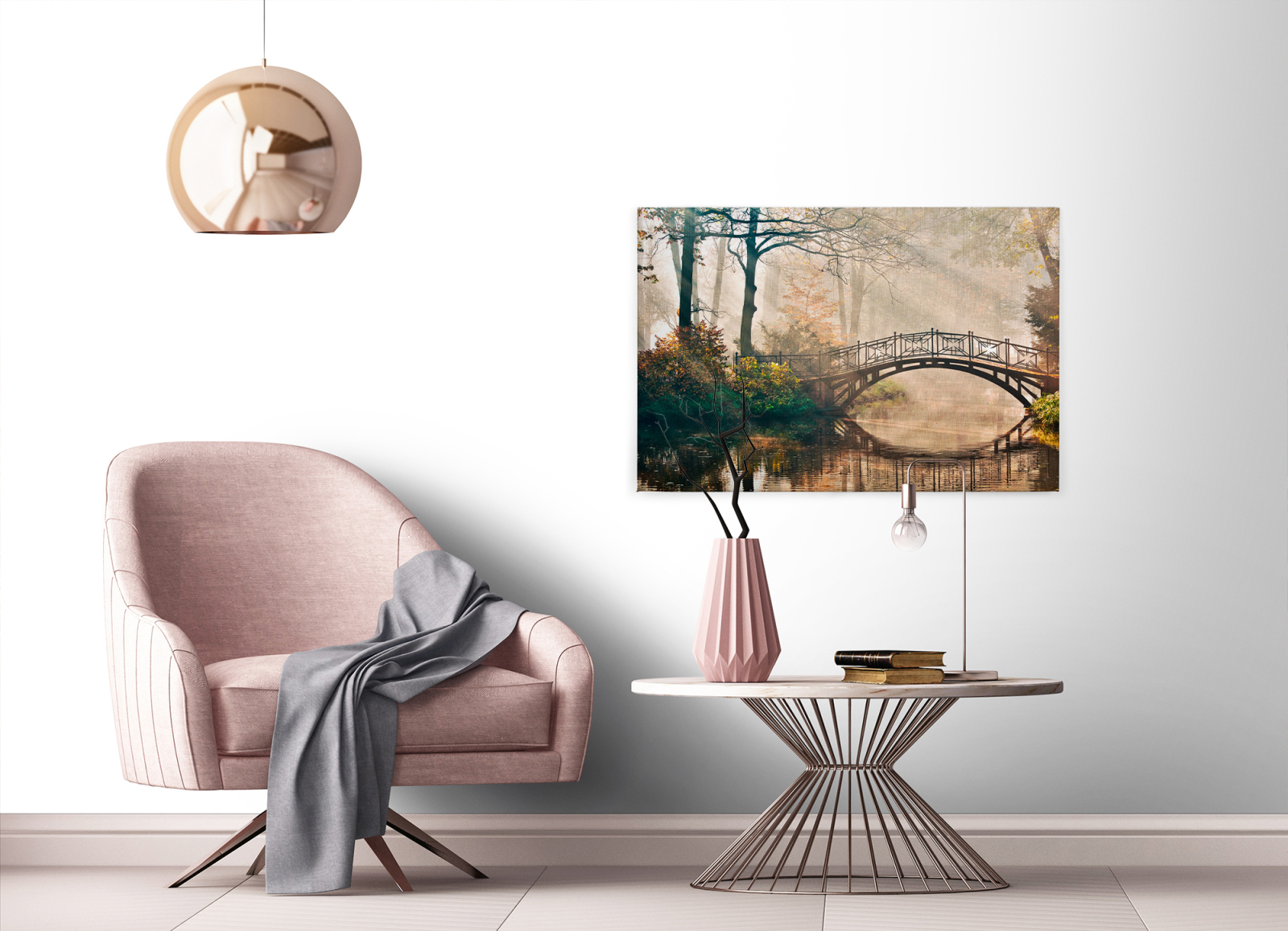 Leinwandbild WALDPARK - beige-grün - 90x60 cm