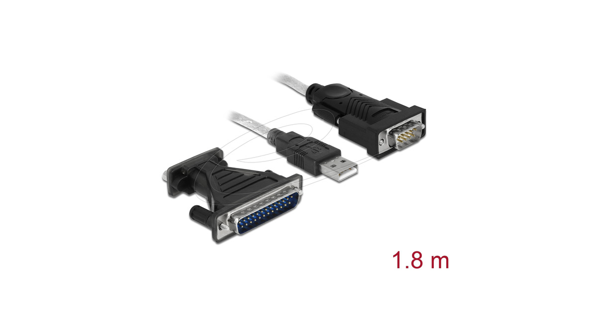 DeLOCKAdapter USB 2.0 Type-A > 1 x Serial DB9 RS-232 + Adapter DB25  (1.8 meter)