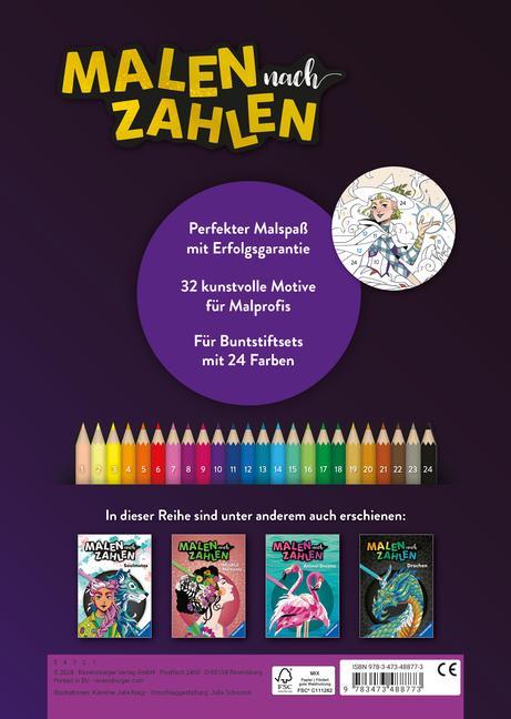 Ravensburger Malen nach Zahlen Hexen-Power - 32 Motive abgestimmt auf handelsübliche Buntstiftsets mit 24 Farben (Stifte nicht enthalten) - Für fortgeschrittene Fans der Reihe