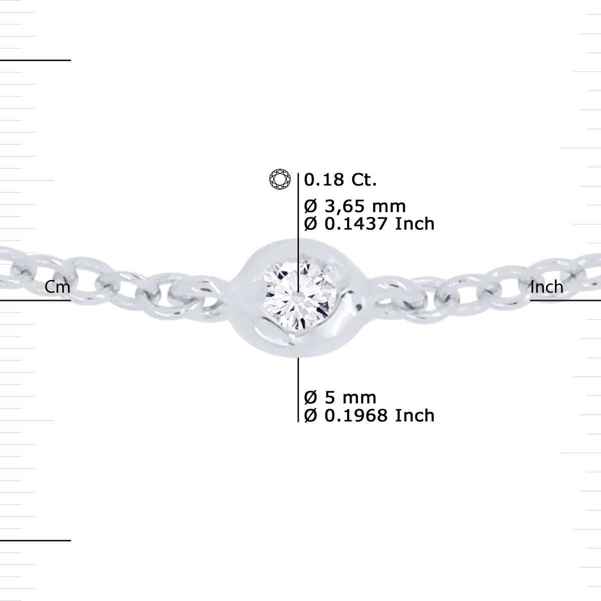 Collier Chaîne Forçat alternée Diamants 0,18 Cts Or Blanc 18 Carats