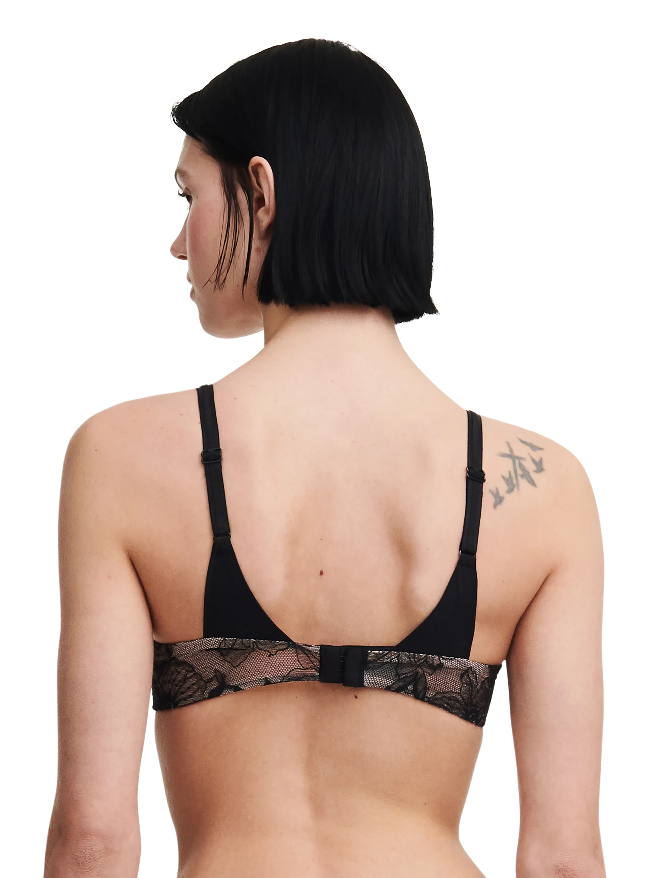 ORCHIDS - Soutien-gorge corbeille avec dentelle de leavers | Noir