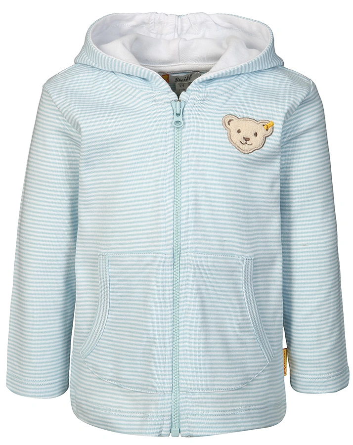 Kapuzenjacke BASIC geringelt in hellblau/weiß