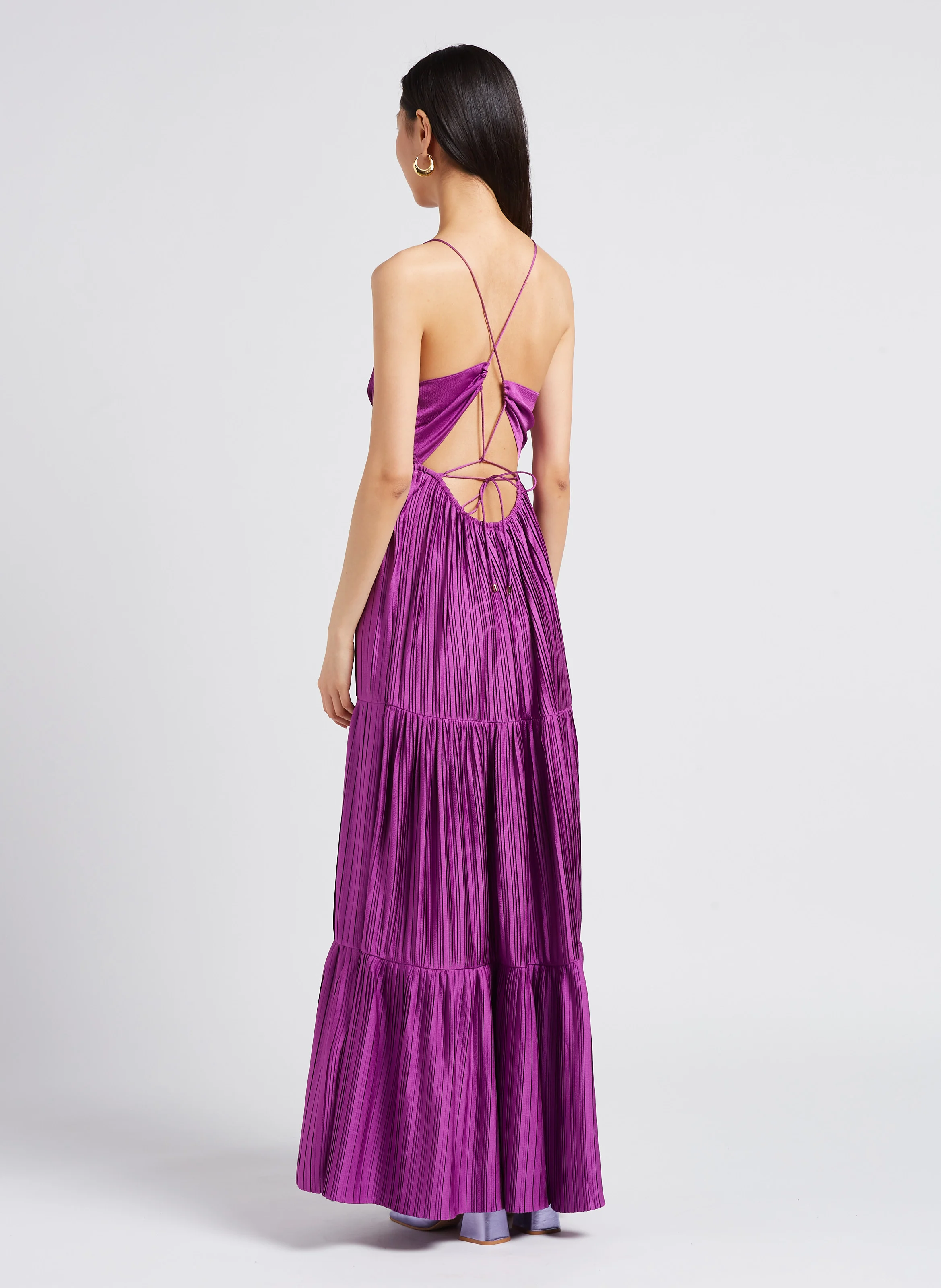 WASTA - Robe longue plissée satinée | Violet