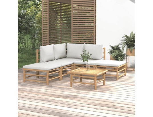 LES TENDANCES - Salon extérieur Salon de jardin-gris-5 places-55x65x30-490466