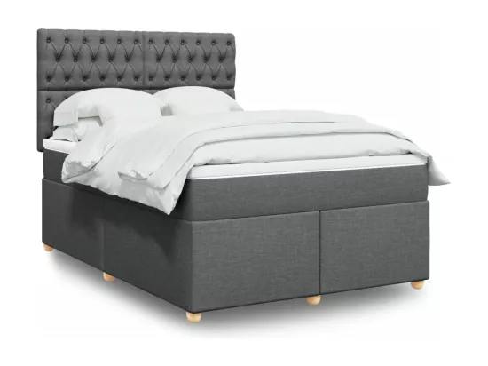 Sommier à lattes de lit avec matelas Gris foncé 140x190cm Tissu