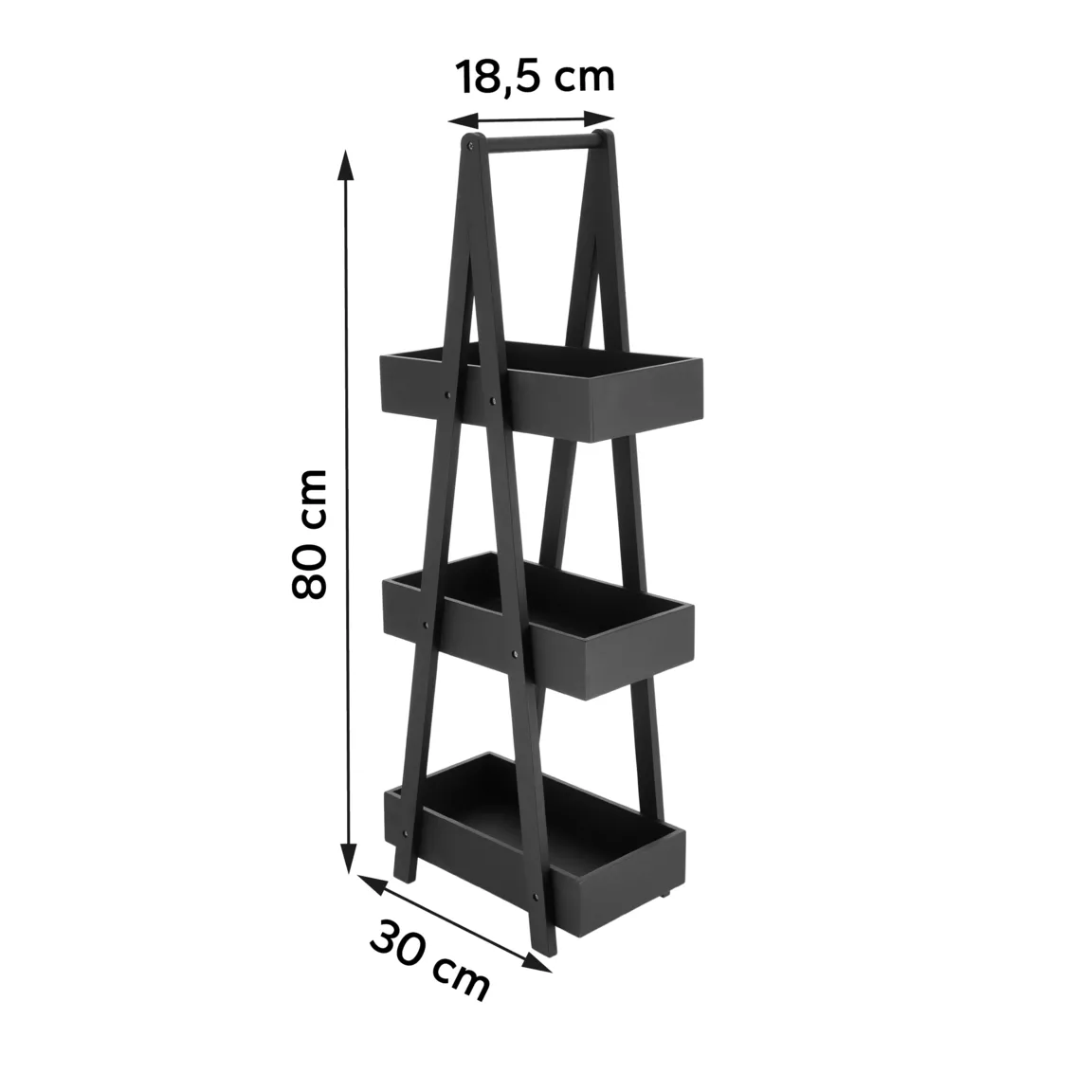 Etagère en bambou 3 niveaux (H80 cm) Pyramide Noir