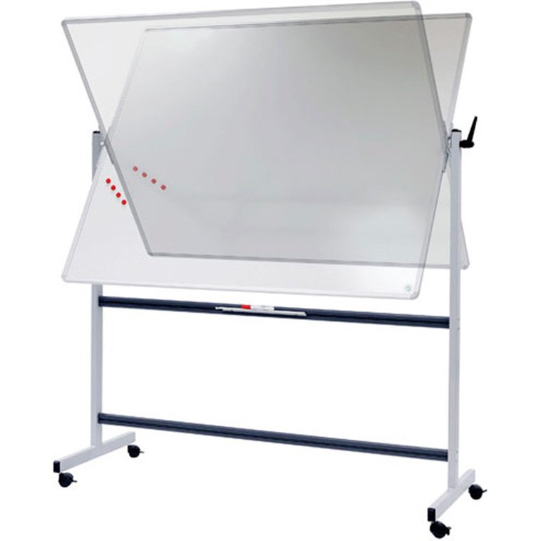 Tableau blanc rotatif vanerum emaille magnetique cadre      aluminium lisse anodise       fixation mure 100 x200cm
