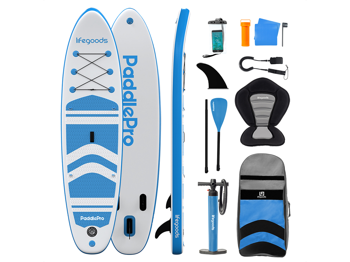 LifeGoods PaddlePro SUP Board met zitje - White/Sky Blue