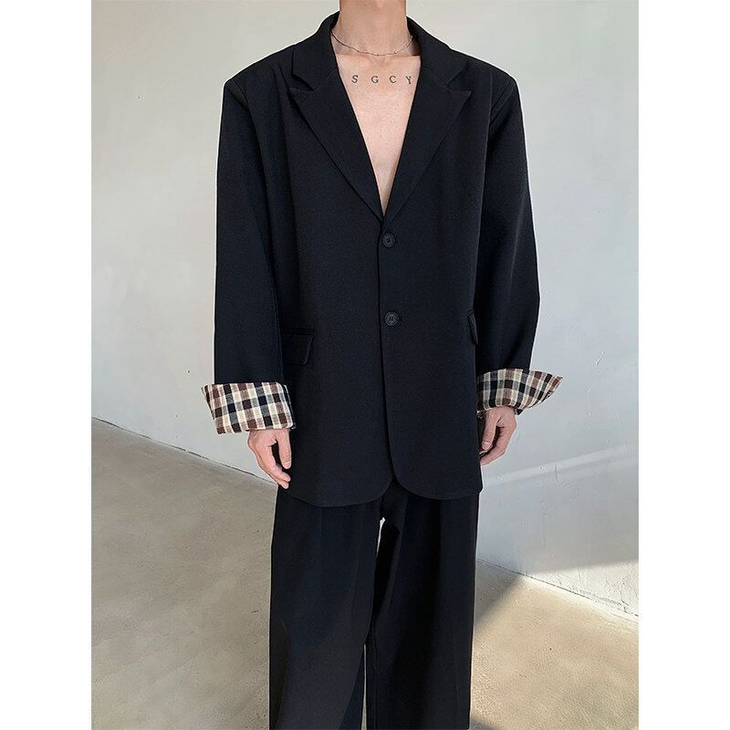 Orungeetun - Blazer met inkeping, revers, effen geruit paneel en enkele rij knopen