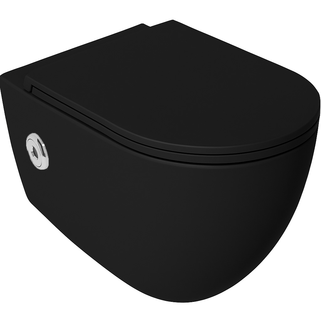 Isvea Infinity toiletpot met bidet en sensor randloos zwart mat