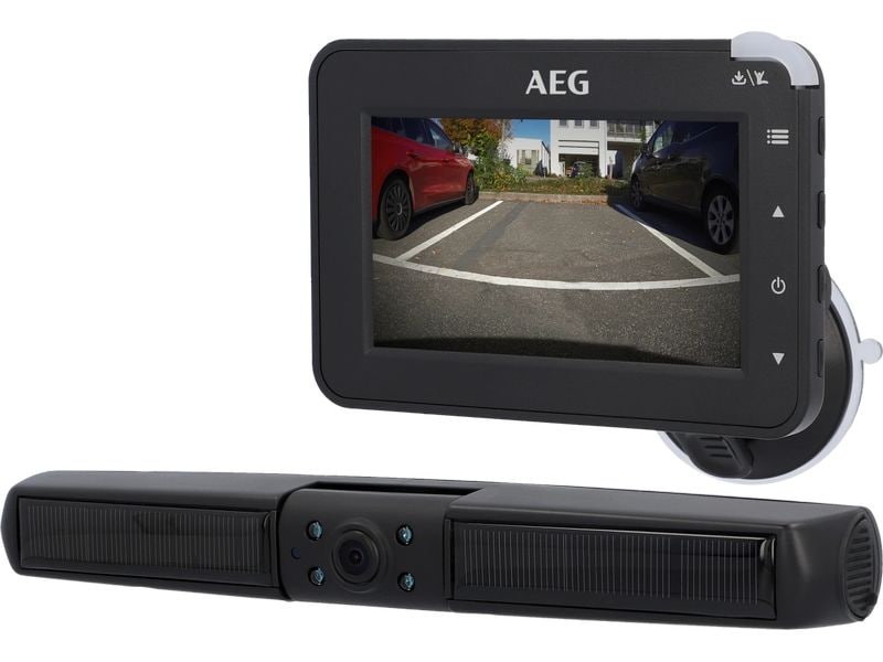 AEG Automotive Rückfahrkamerasystem RV 4.3 Kamerabasierte, solarbetriebene Einpark- und Rangierhilfe für Pkw, Wohnmobile und Anhänger