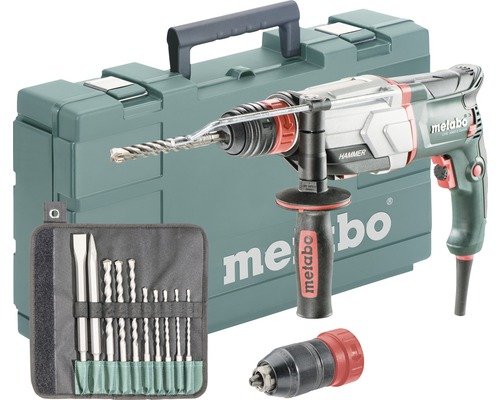 Metabo UHE 2660-2 Quick Set boor- en beitelhamer inclusief verwisselbare boorkop en 10-delige SDS-plus boor-/beitelset.