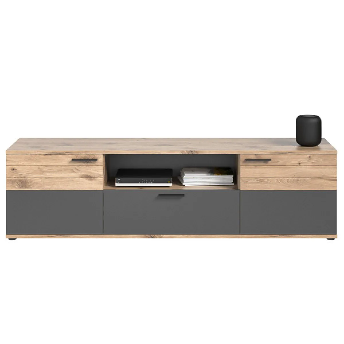 Dansmamaison Meuble TV SOMAN - Gris/Bois