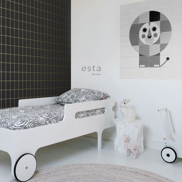 Estahome Kleine Tegeltjes Behang - 0,53 x 10,05 m - Vergrijsd Blauw