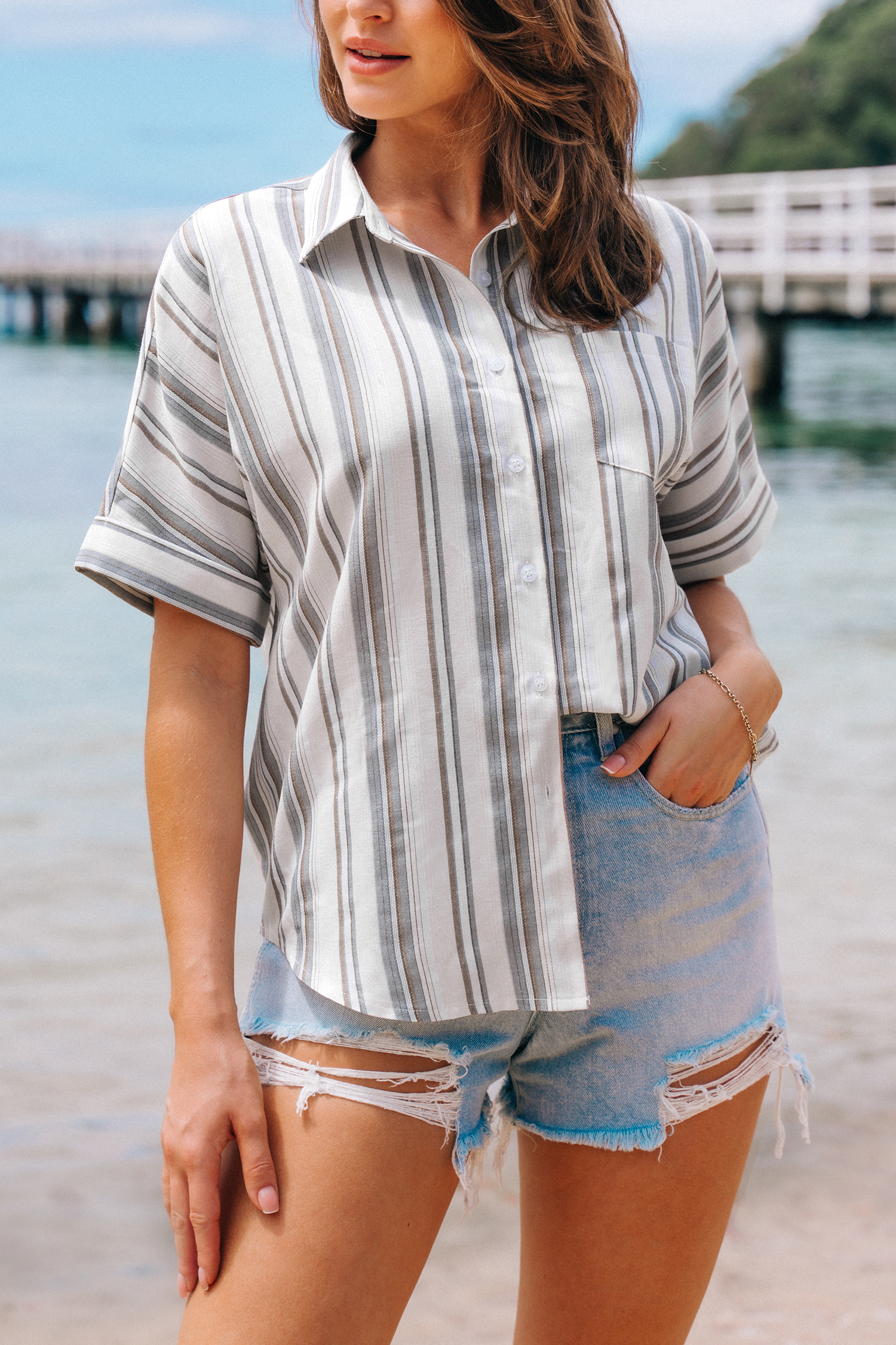 Chemise décontractée à rayures