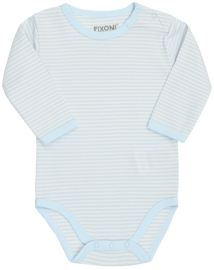 Langarm-Body BASIC gestreift in hellblau
