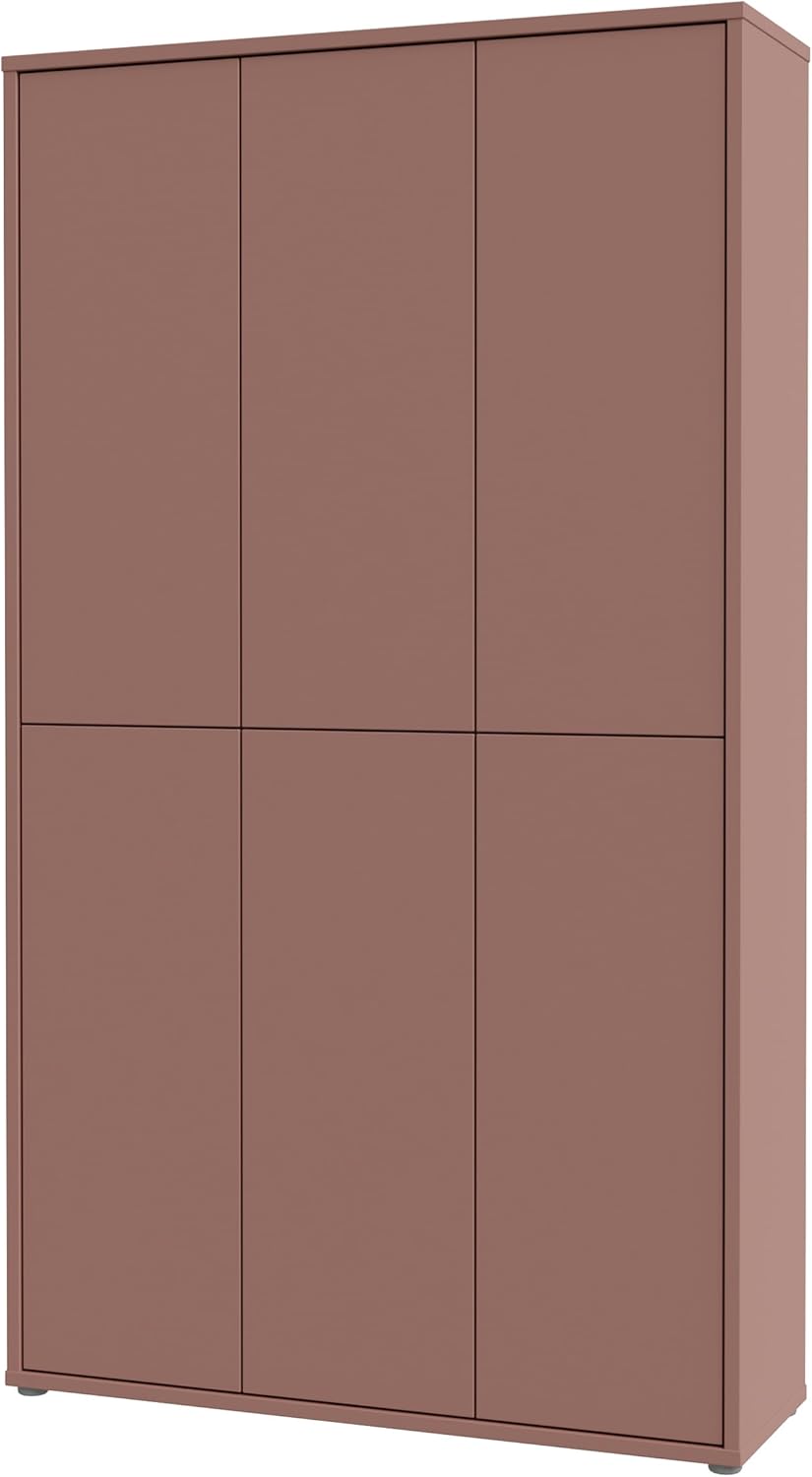 Forte Alice Springs Schuhschrank 100 110, moderner Schrank mit 6 Türen, 15 Einlegeböden, Holzwerkstoff, Terrakotta, 109,2 cm breit x 191,9 cm hoch x 34,9 cm tief