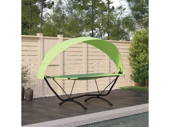Lit de repos d'extérieur avec auvent Vert Acier et tissu Oxford