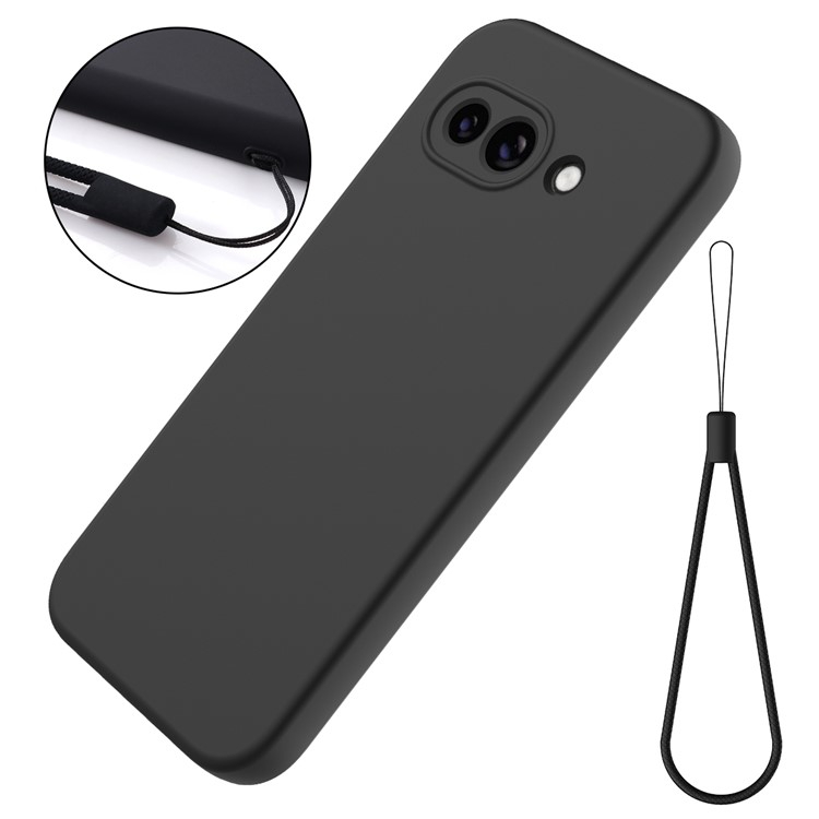 Google Pixel 9a Silikon Case Hülle mit Kameraschutz   Trageschlaufe - Schwarz