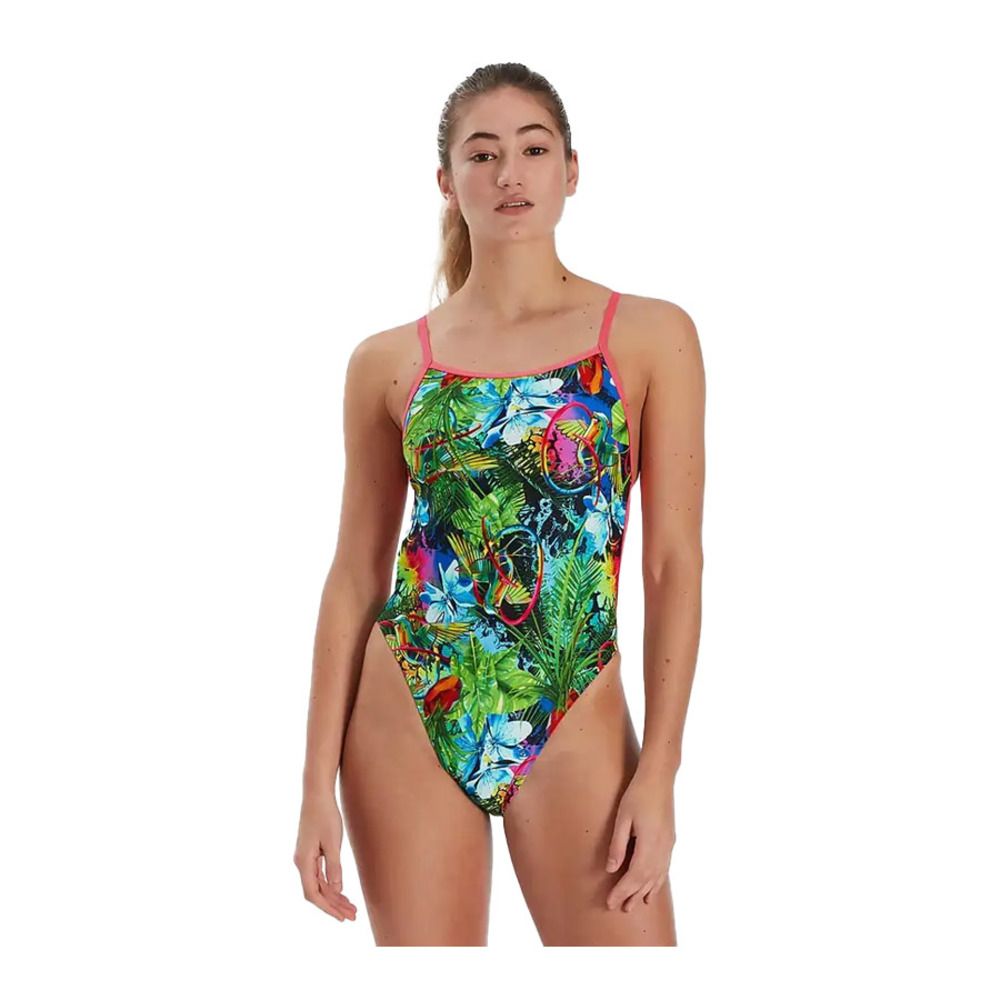 Speedo LUCID JUNGLE - Maillot de bain 1 pièce Femme greyenblue