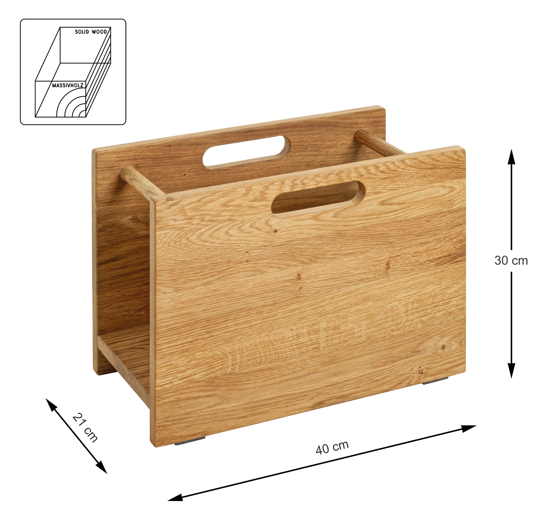 Zeitungsständer 40 x 30 cm Eiche massiv