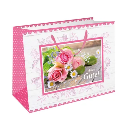 Trötsch Geschenktasche 3D Blumen quer, 2-Fach sortiert