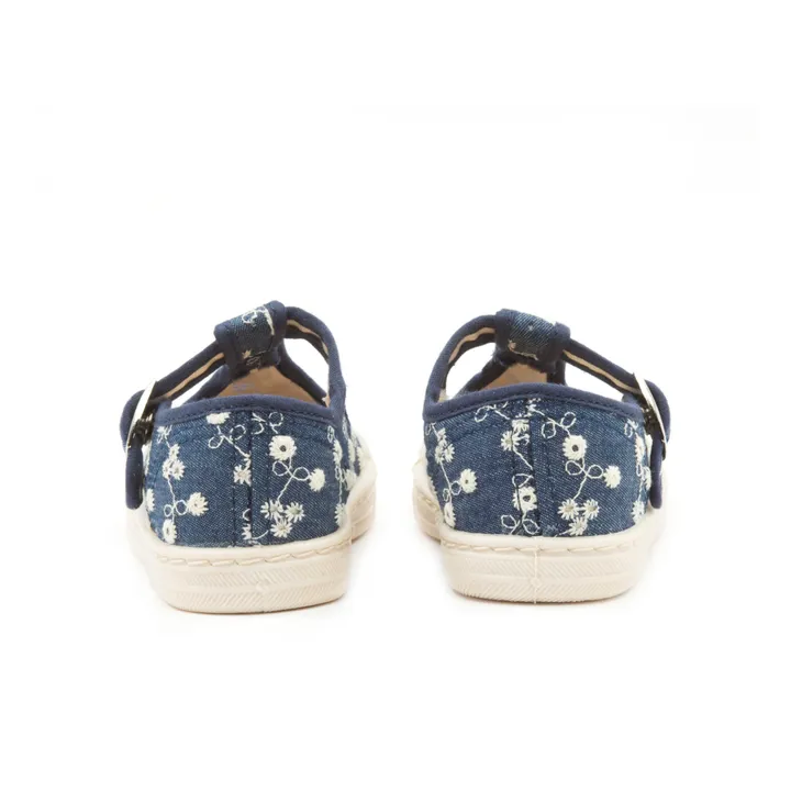 Pèpè Baskets Fleurs Broderies | Bleu marine
