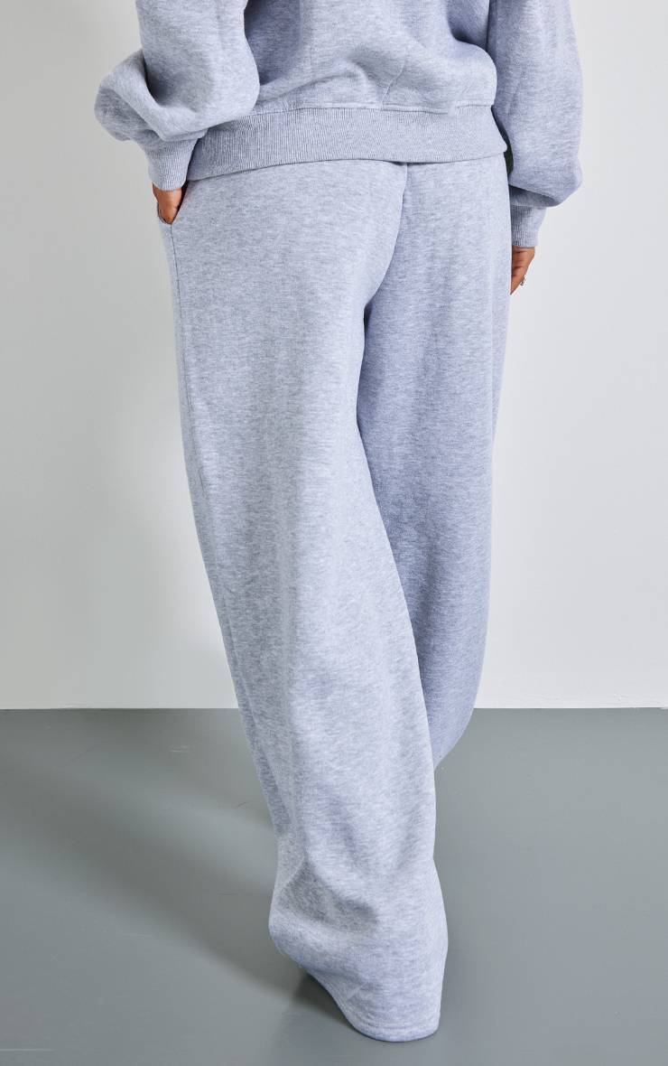 Gris Chiné Jogging Petite Taille À Jambes Larges Avec Taille Élastiquée Et Cordon De Serrage