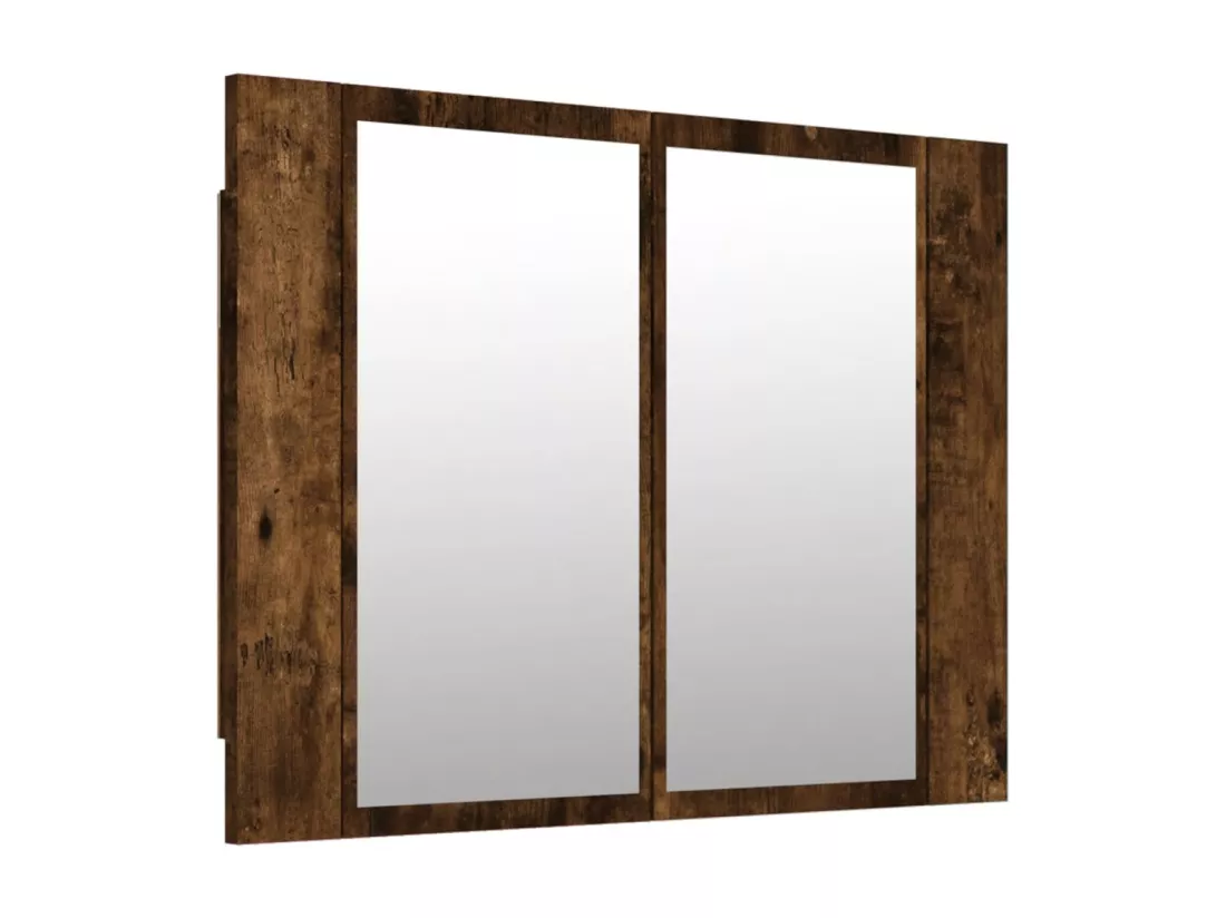 Armoire à miroir LED Chêne fumé 60x12x45 cm Bois d'ingénierie