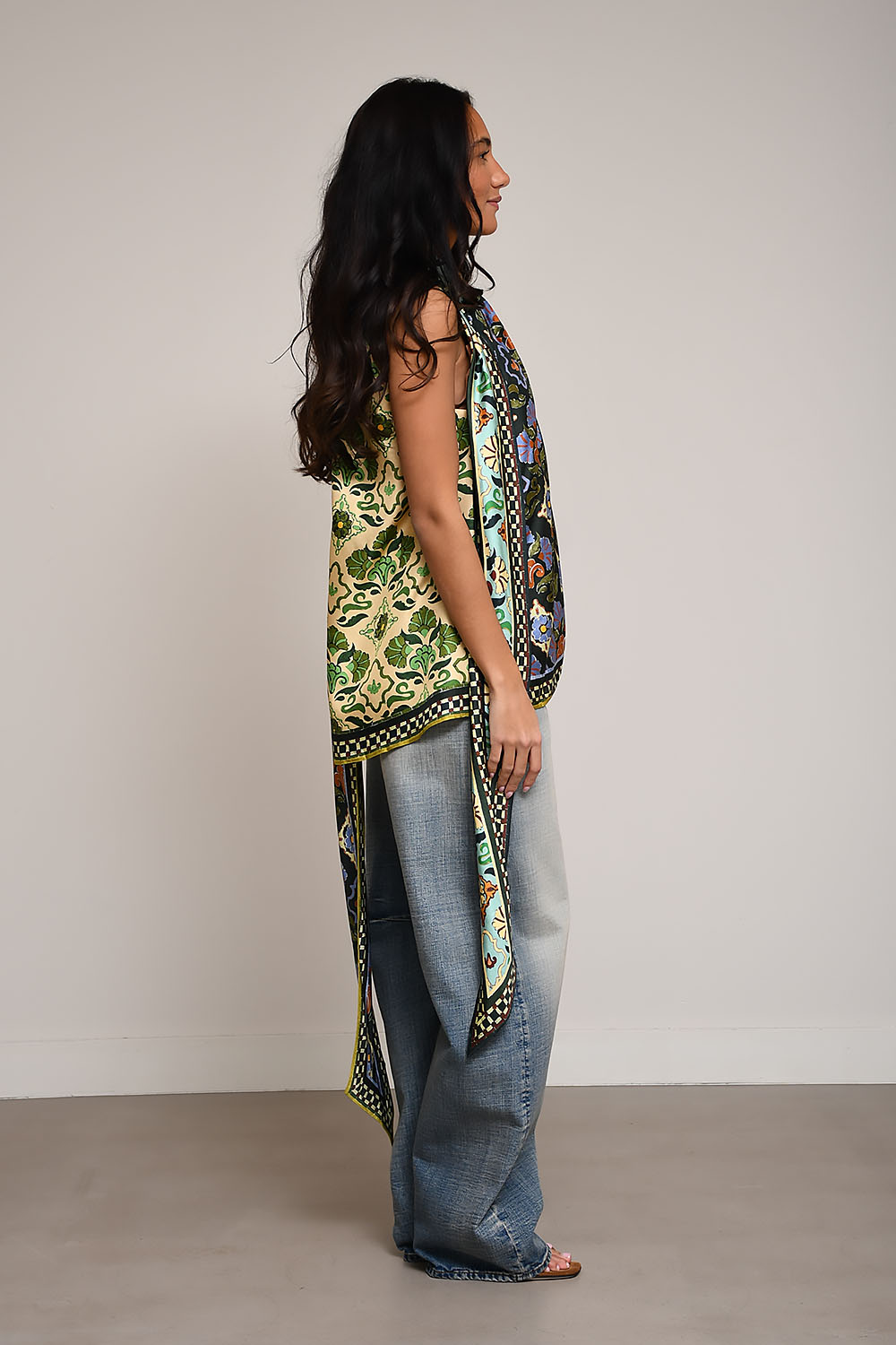 Cece spliced silk top