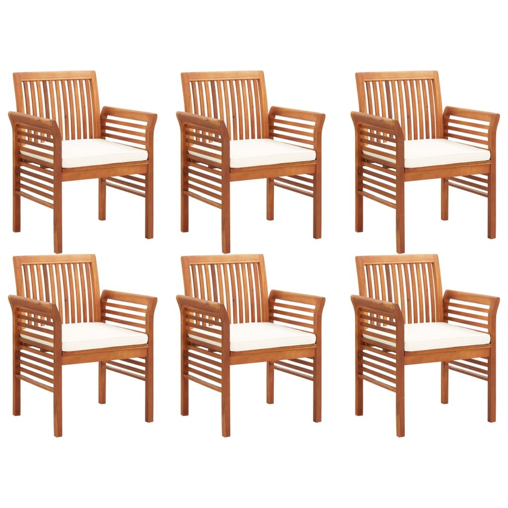 Mobilier à dîner d'extérieur 7 pièces et coussins acacia solide