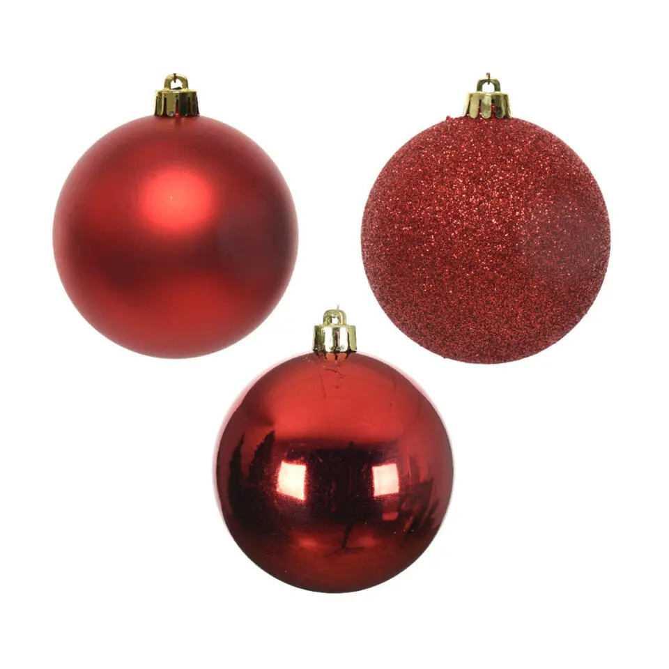 Decoris kerstballen - 34x st - rood - 8 cm - kunststof