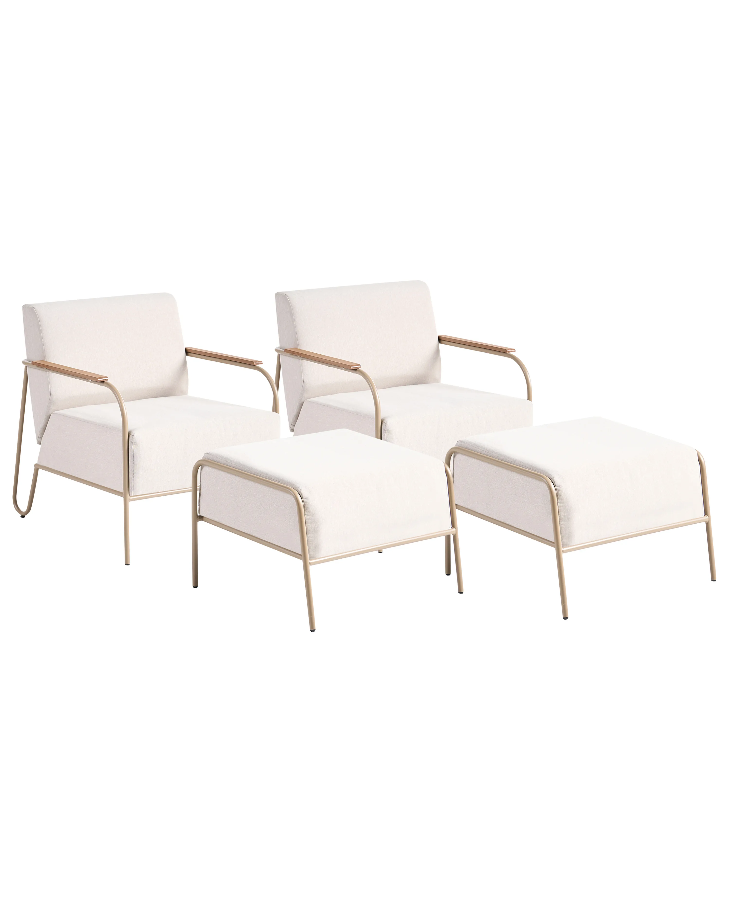 Set van 2 tuinstoelen NIMIS met ottomaan Lichtbeige