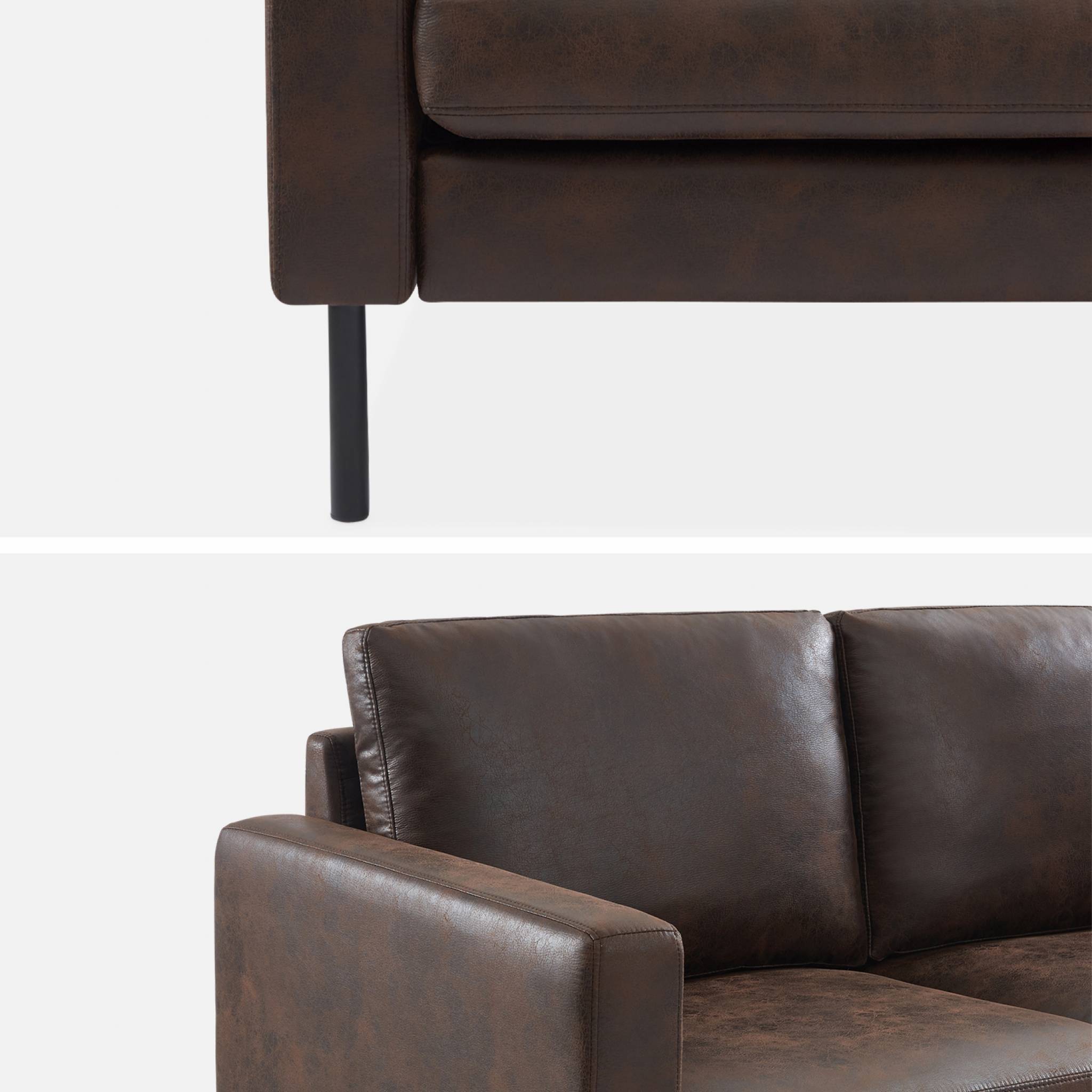 Canapé 3 places simili cuir microfibres pieds métal. New york. L 216 x p 80 x h 86cm