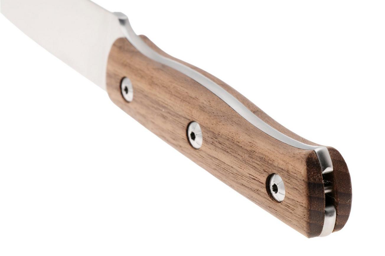 Maserin 915/NC Path, Satin M390, Walnut Wood, vaststaand mes, Igor Bortolussi design