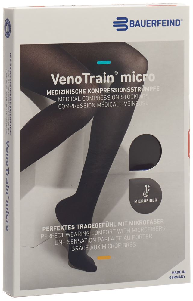 Bauerfeind VenoTrain Micro KKL2 AD<br>1 Paar, S, normal/short offene Fussspitze schwarz