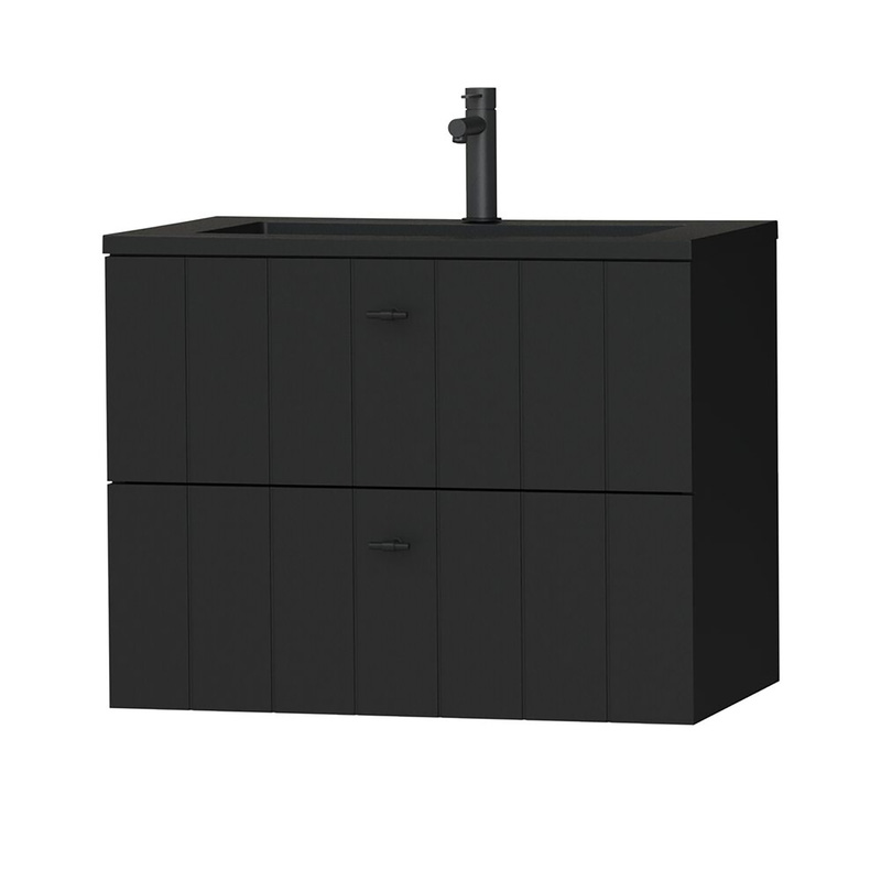 Tiger Maryport Meubelset 80 cm met 2 lades Mat zwart inclusief Quadro wastafel Mat zwart