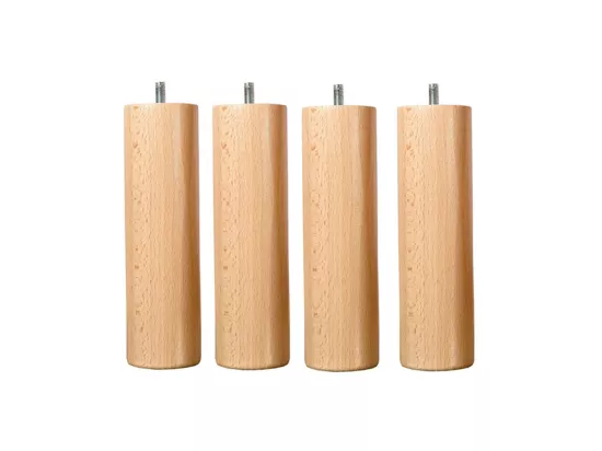 BELLECOUR LITERIE | Jeu de pieds de lit cylindriques en bois Hauteur 10 cm (lot de 4)