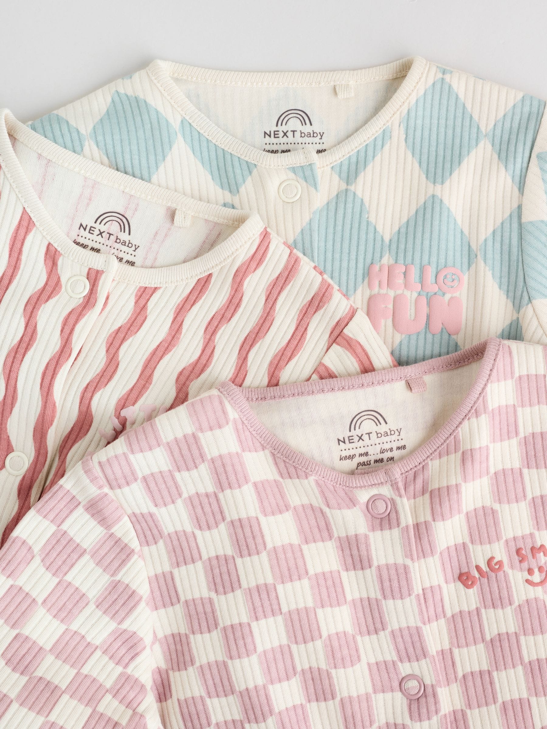 Multi Coloured Checkerboard - Verpakking van 3 babypyjama's (0 mnd-2 jr)