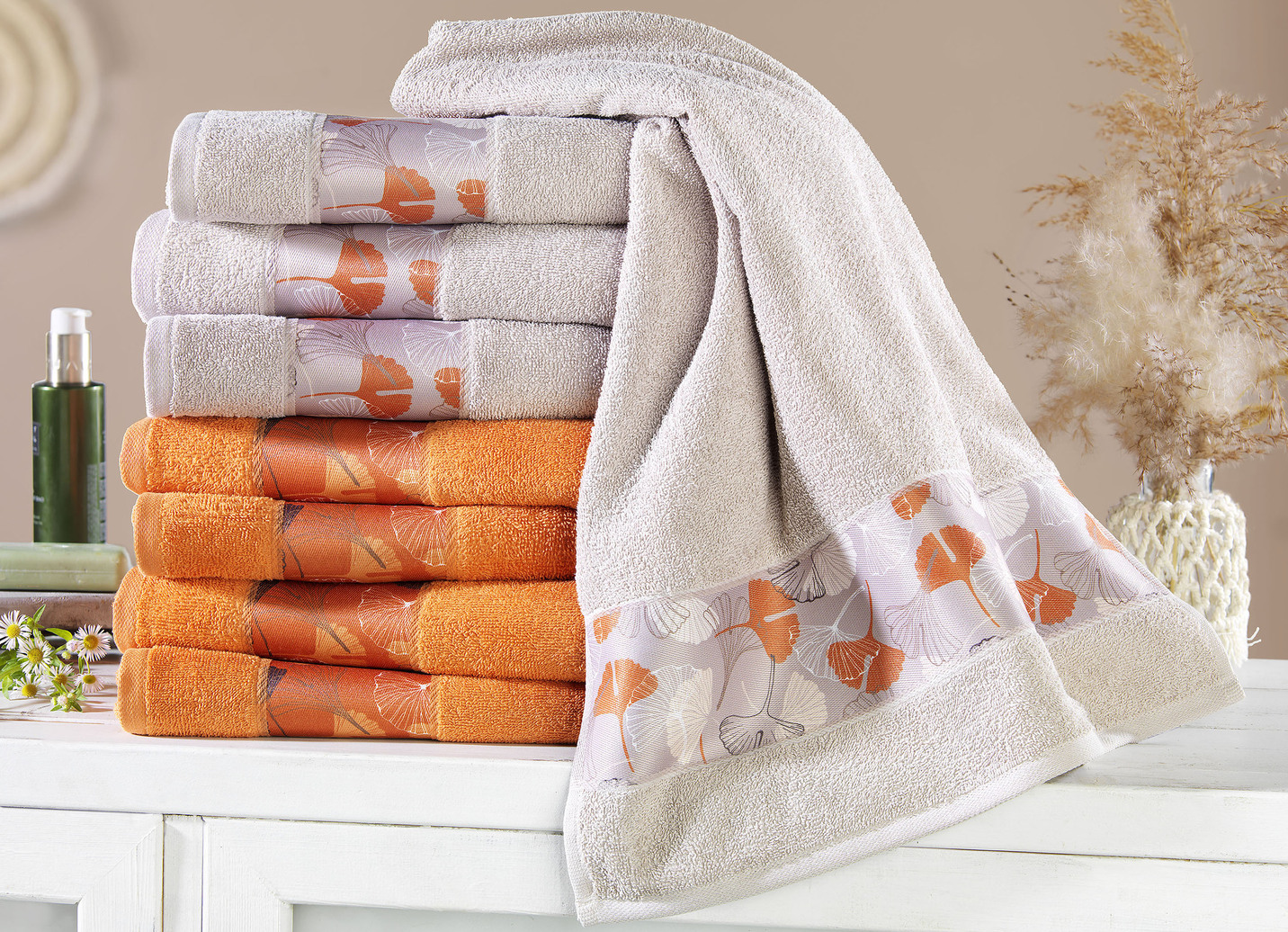 Frottier-Serie mit bedruckter Polyester-Bordüre