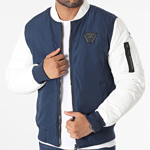 Veste Bomber Bleu Marine Blanc