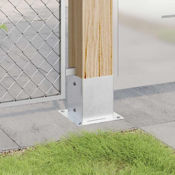 vidaXL Stolpebunner firkantet 4 stk sølv 121x121 mm galvanisert stål