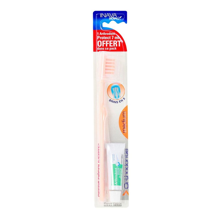Brosse à dents orthodontie + Arthrodont Protect 7ml offert Medium