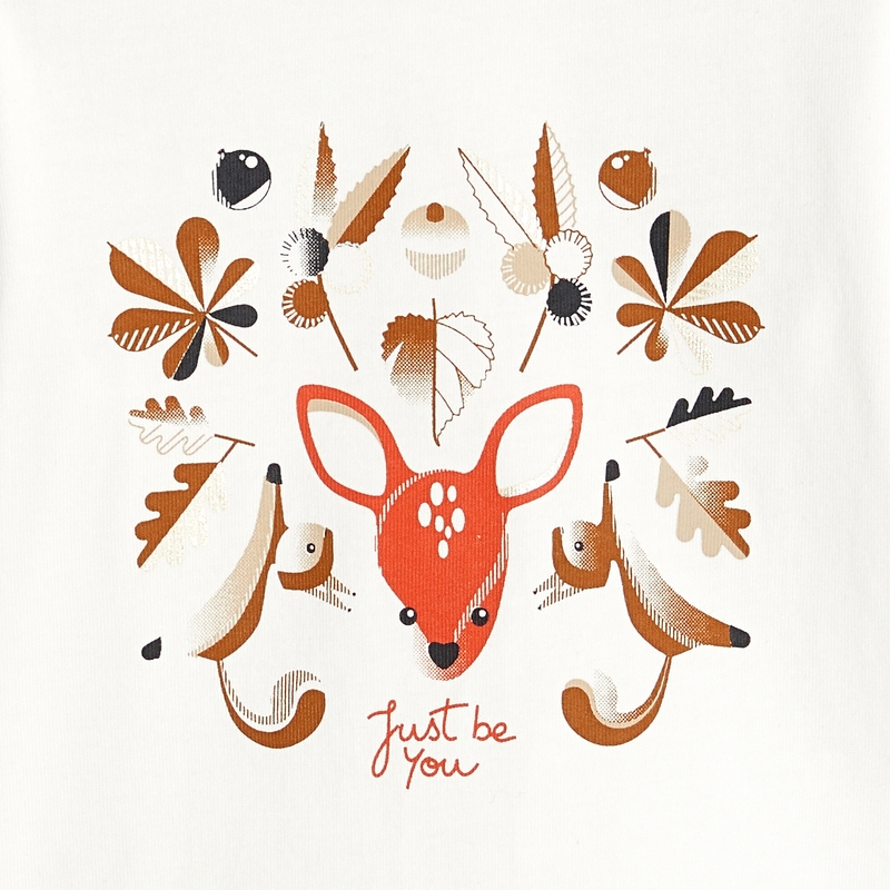 T-shirt impression animaux orange bébé fille