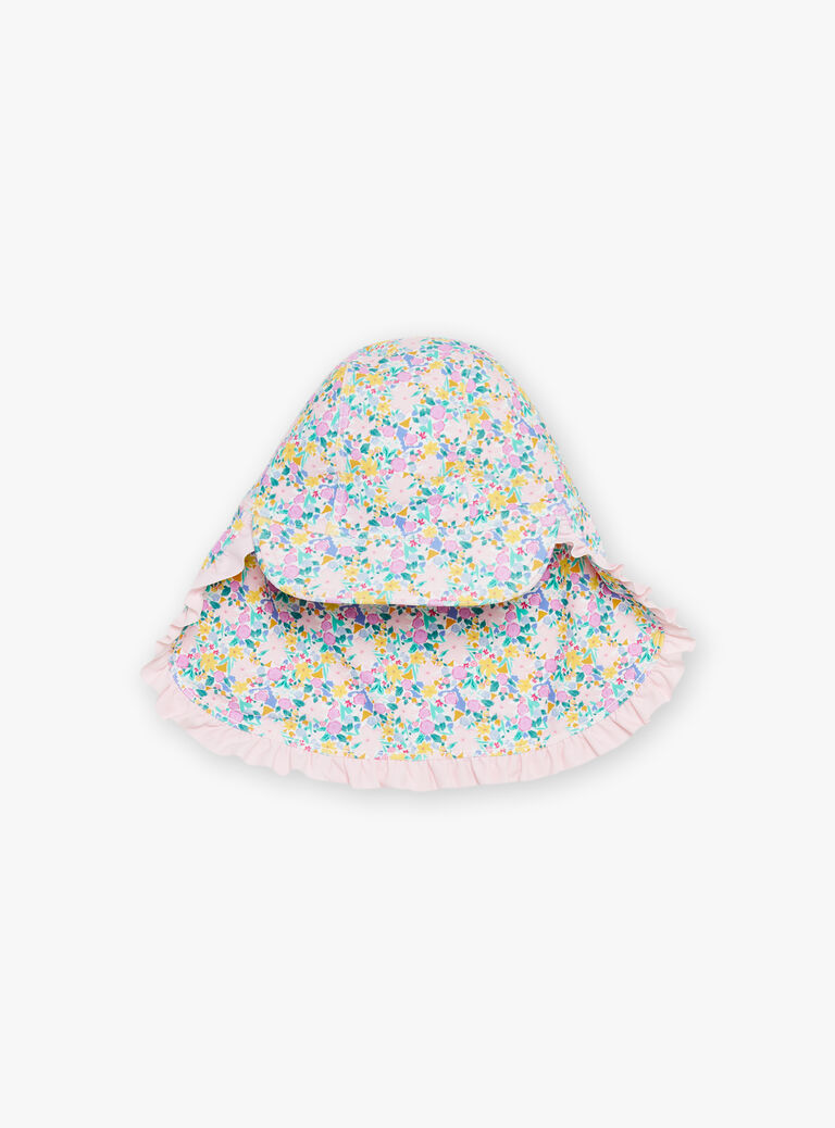 Chapeau de bain rose et vert à imprimé fleuri