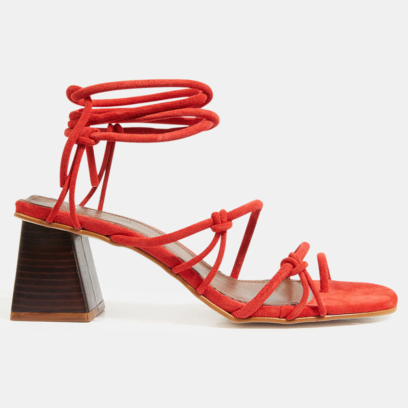 Alohas Sandales en Velours de Cuir Cuir Goldie rouge orangé - Talon 7 cm