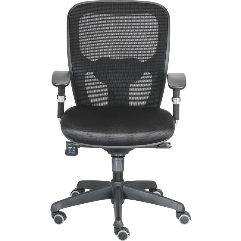 Chaise de bureau ANZIO - Dossier en maille avec accoudoirs- Soutien lombaire- Mécanisme synchrone- Pieds noir