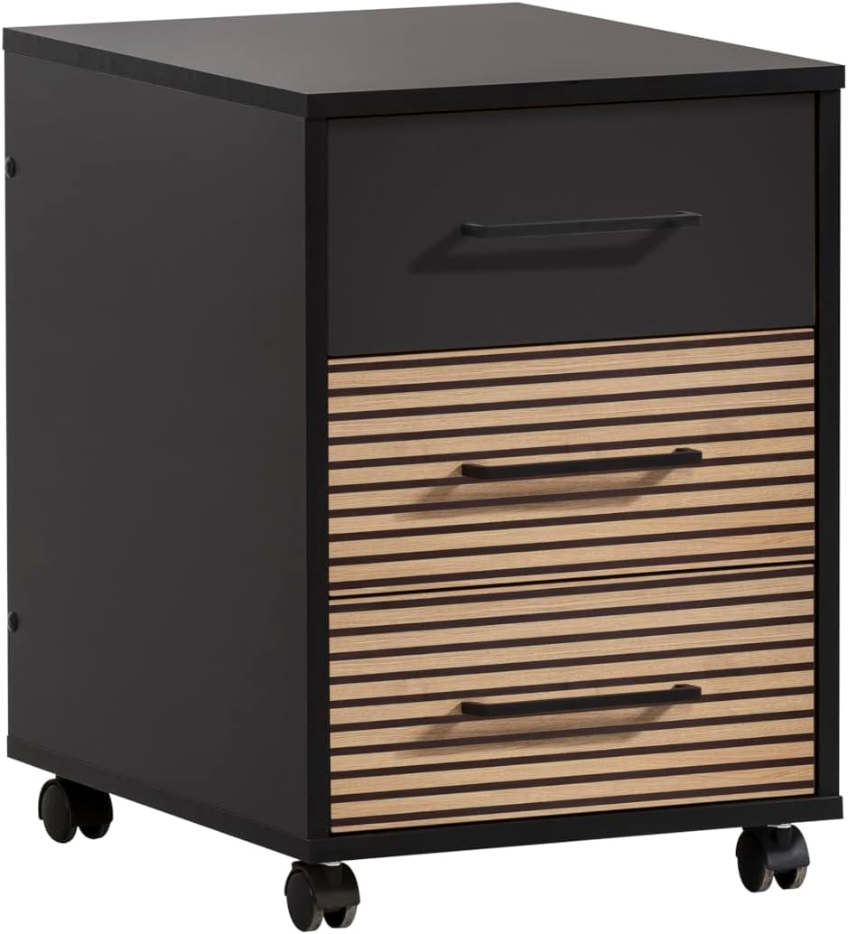 Schildmeyer Rollcontainer Hank 158264, Schwarzmatt/Akustikpaneel Optik, 40 x 50 x 57 cm