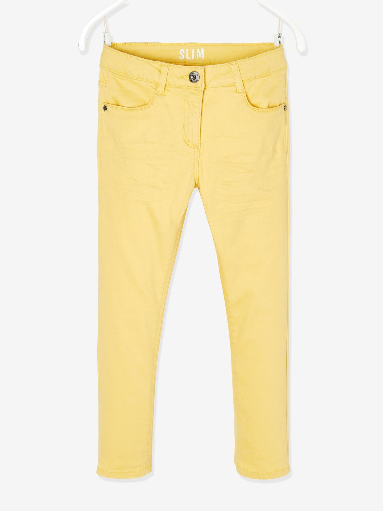 Calças Morphologik slim fit para meninas, quadris largos, modelo STONG, cor marrom claro lisa.